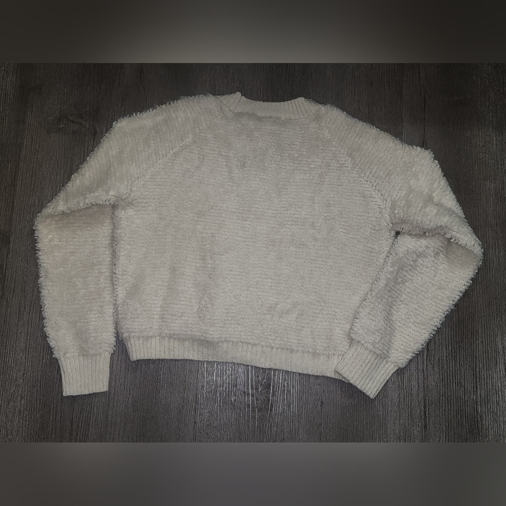 Lucky Brand Sweater Cream Fuzzy Silver Buttons NWT Womens Medium - Picture 2 of 7